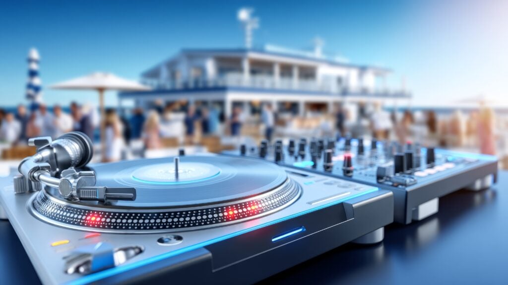 DJ Turntable Setup at Private Villa Party with Open Courtyard Vibe